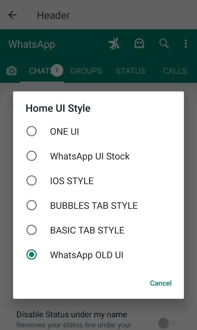 Option to use the old Home UI in FMWhatsApp V9.90